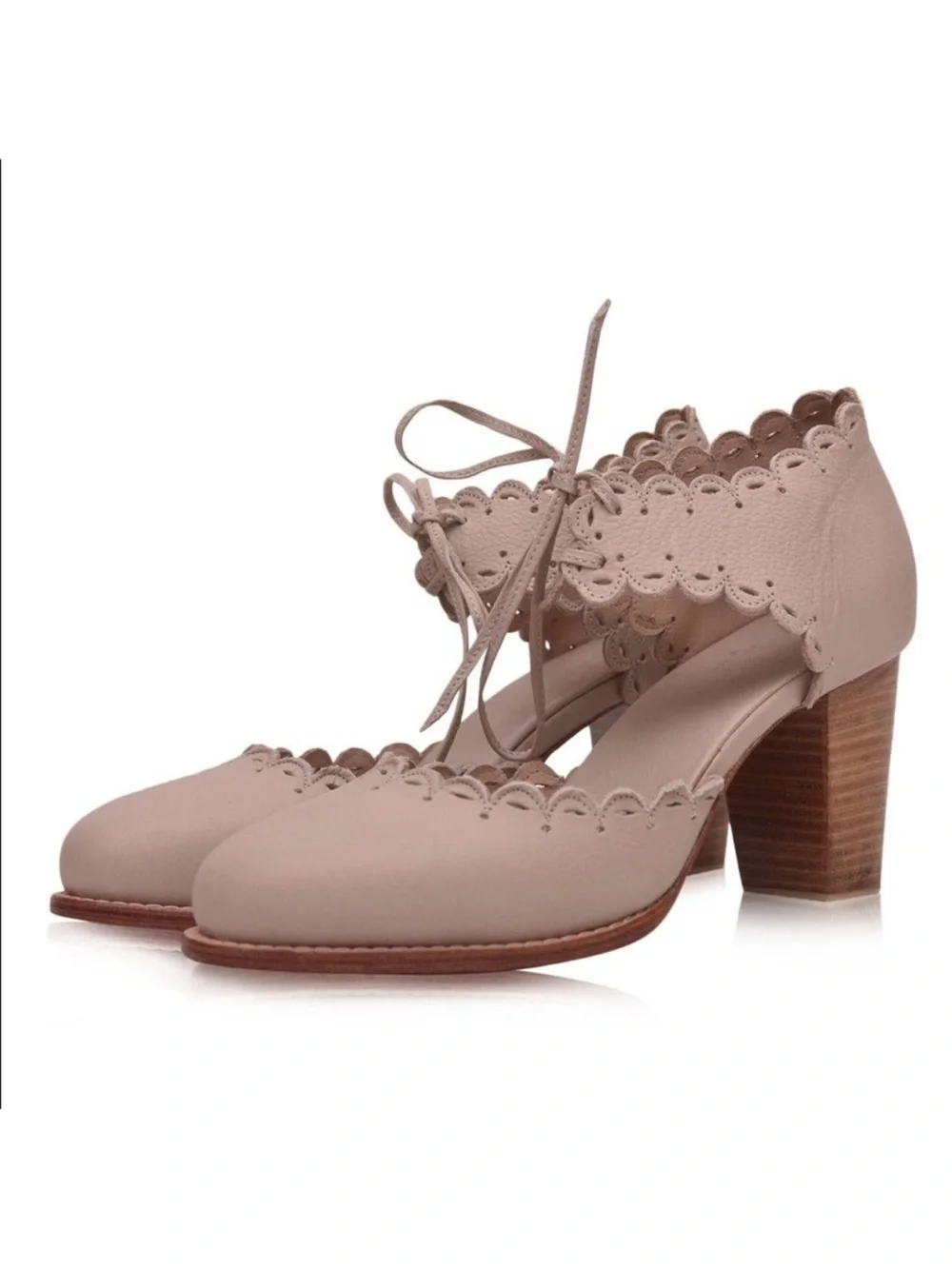 Bali Elf Paradise Bird Scalloped Leather Heels